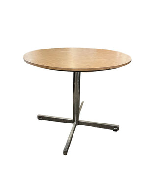 Steelcase 36" Round Chrome Leg Maple Top Break Table