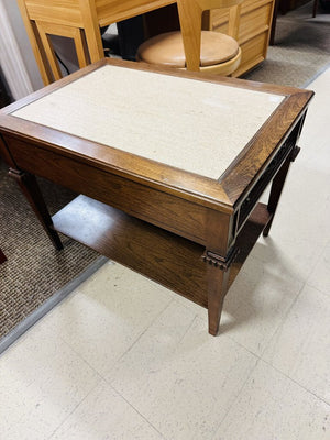 1980 Boho Chic Side Table With Stone Top 28x20x21