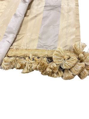 Gold Silk Satin Striped Jacquard Tassel Trim Valance Set 2 Pc by Miss Daisy's Consignment & Auction House