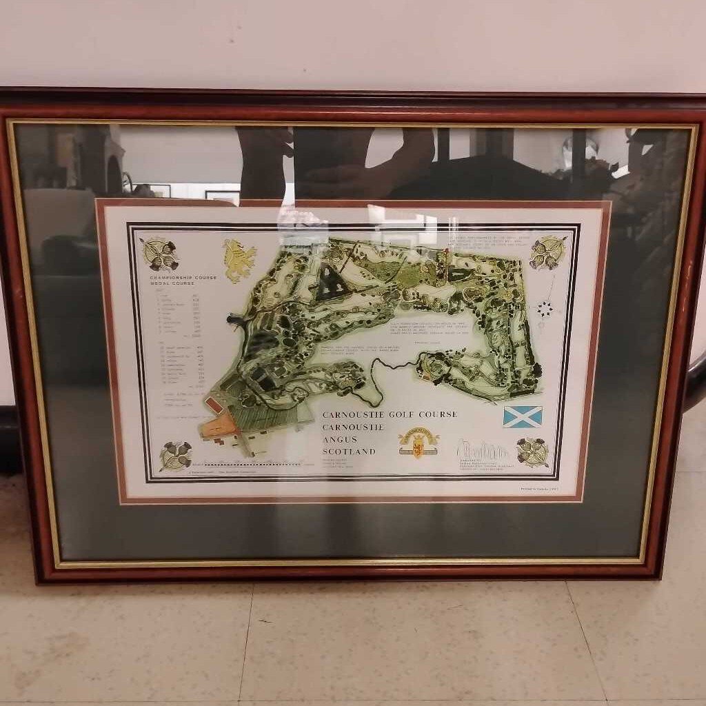 Vintage Carnoustie Scotland Golf Course Map 24x18