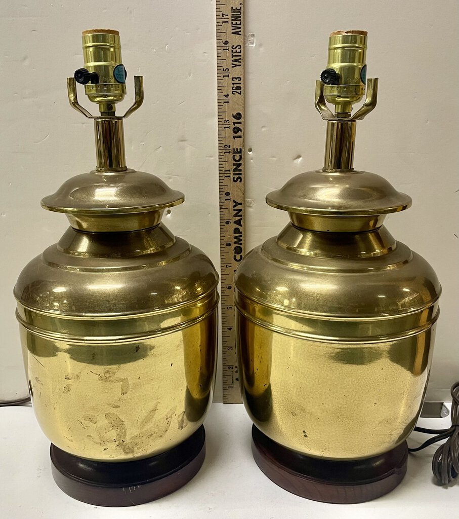 Vintage Brass Ginger Jar Style Table Lamp (PAIR)