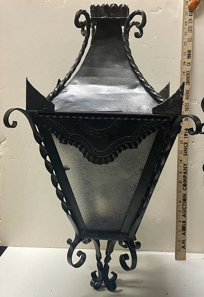 Vintage Spanish Style Wrought Iron Outdoor Carriage House Sconce