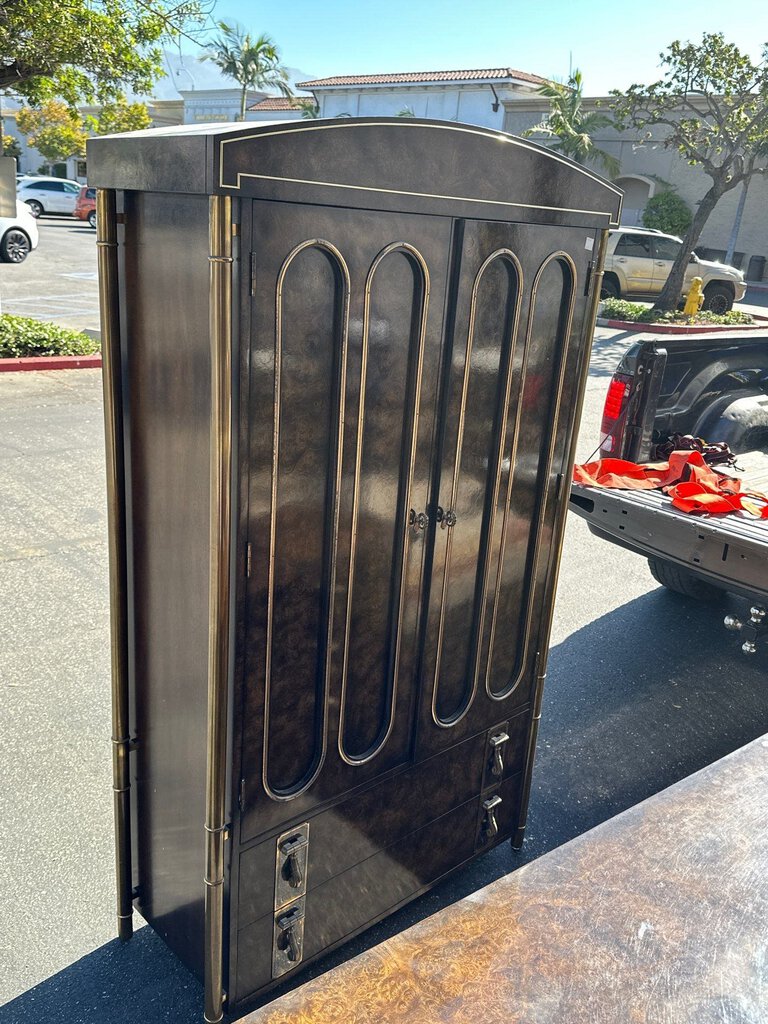 Bernhard Rohne Mastercraft Burled Walnut and Brass Credenza