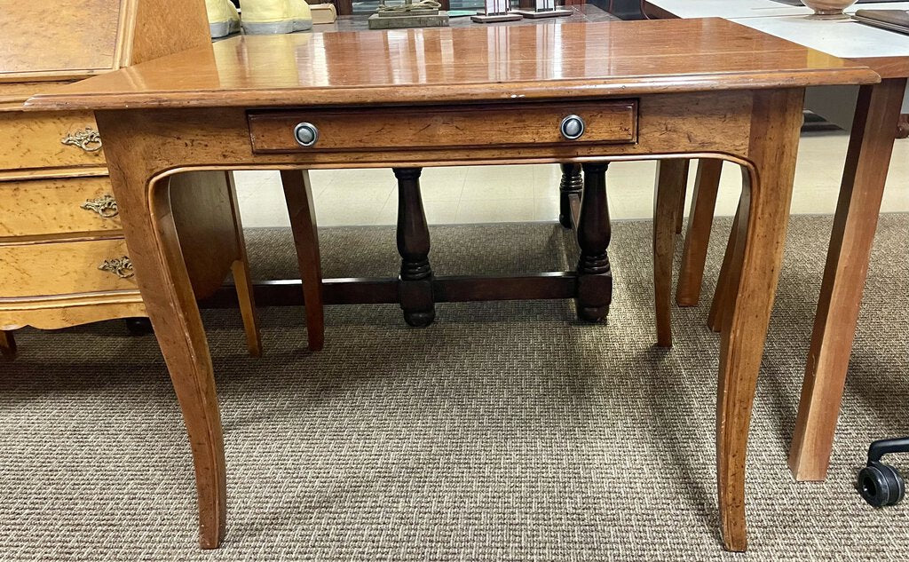 Vintage Louis XV Style Cherrywood Writing Desk Nickel Hardware