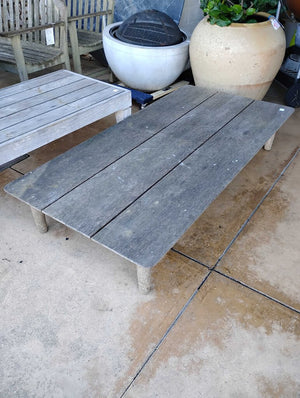 Design Within Reach Tessari Outdoor Teak Low Coffee Table 64x32x11 by Miss Daisy's Consignment & Auction House