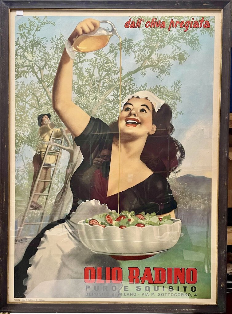 Gino Boccasile Original 1950's Olio Radino Oli Oil Poster