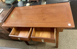 Asian Style Figured Mahogany 2 Drawer Pagoda Altar Desk