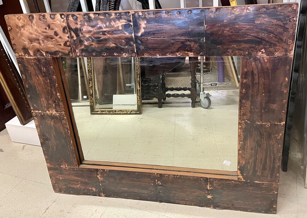 Arts and Crafts Style Reclaimed Wood Copper Wall Mirror