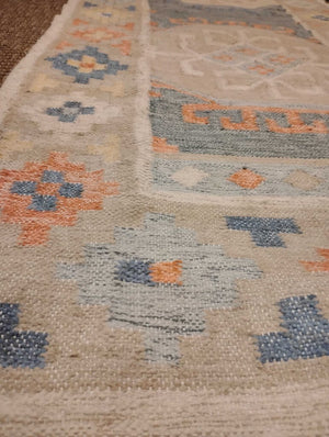 Vintage Turkish Oushak Wool Runner Rug 106x31