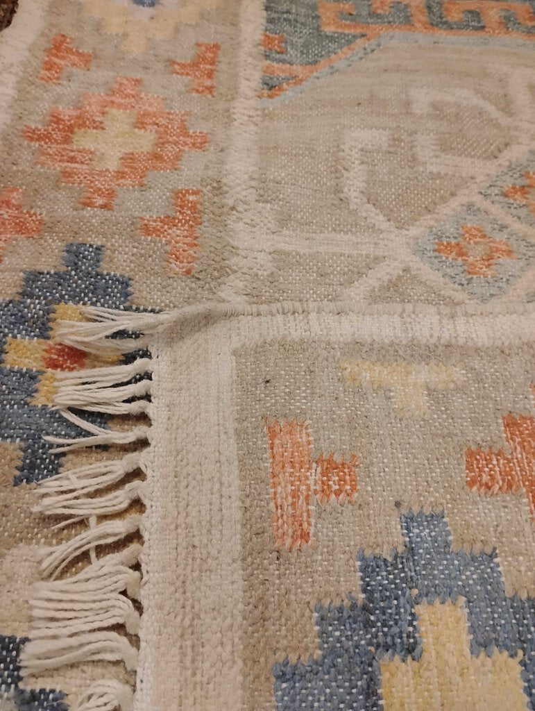 Vintage Turkish Oushak Wool Runner Rug 106x31