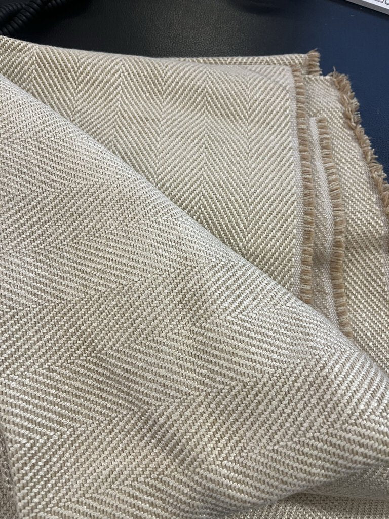 Colefax & Fowler Cream Herringbone Upholstery Fabric 55x82