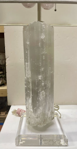 Selenite Double Light Rectangular Linen Shade Table Lamp