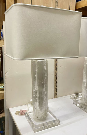 Selenite Double Light Rectangular Linen Shade Table Lamp