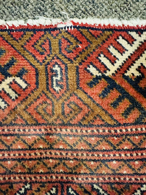 Hand Knotted Red Persian Rug, with light brown/beige accents.