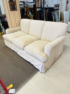 Cream Chenille 3 Seat Sofa 84" W. MSRP $3800