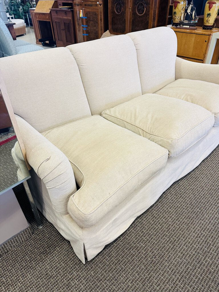 Cream Chenille 3 Seat Sofa 84" W. MSRP $3800