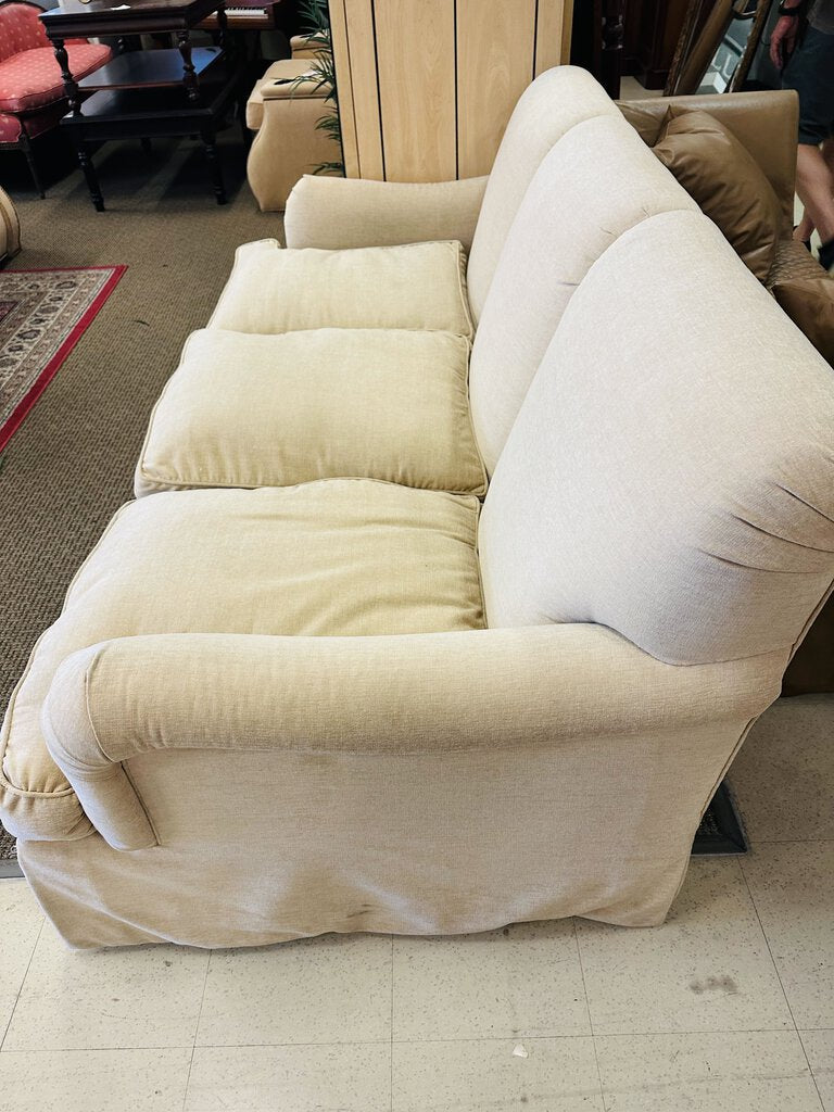 Cream Chenille 3 Seat Sofa 84" W. MSRP $3800