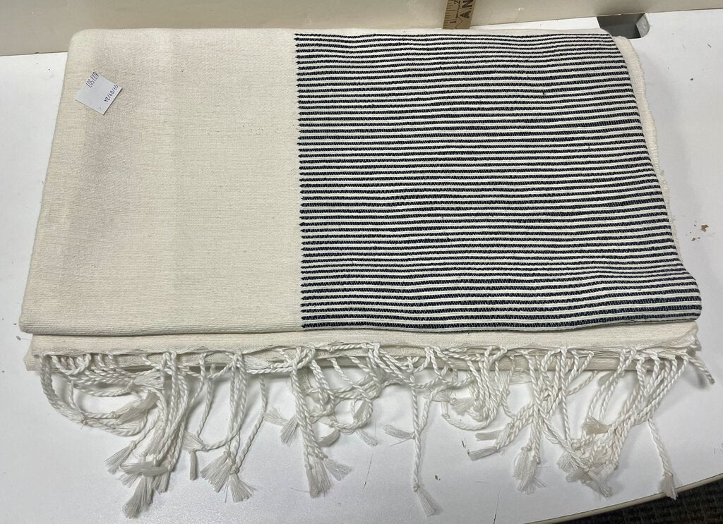 Moroccan Black and White Hand Made Cotton Table Cloth