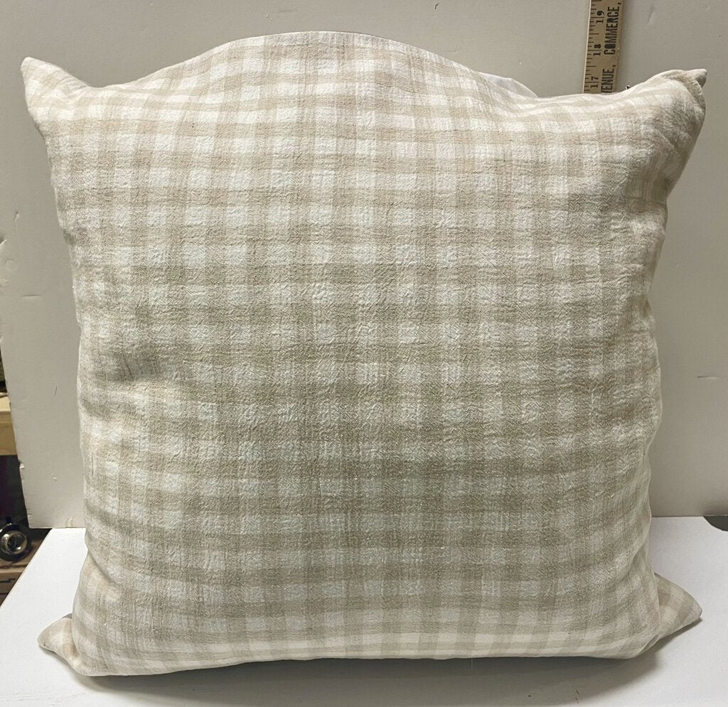 Tan Checker Pattern Throw Pillow 21" x 21"