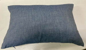 Blue Denim Floral Embroidered Lumbar Pillow by Miss Daisy's Consignment & Auction House