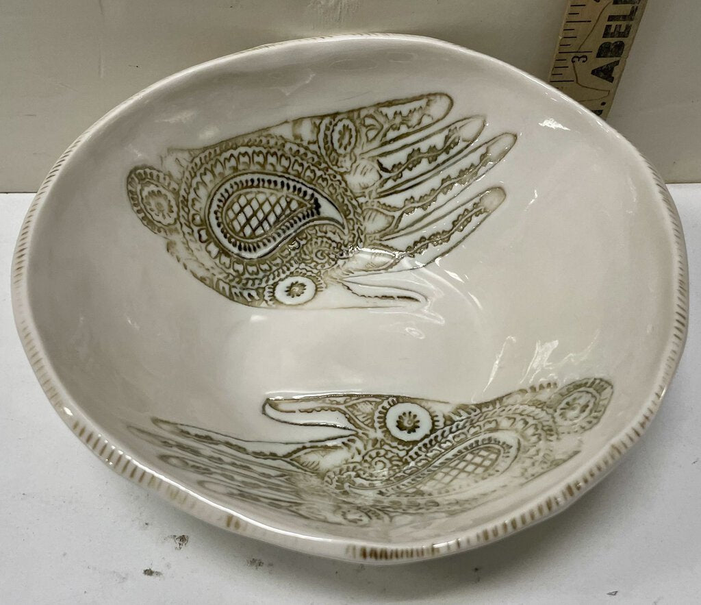 Pierre Le Fond Henna Hands Bowl Signed Bottom