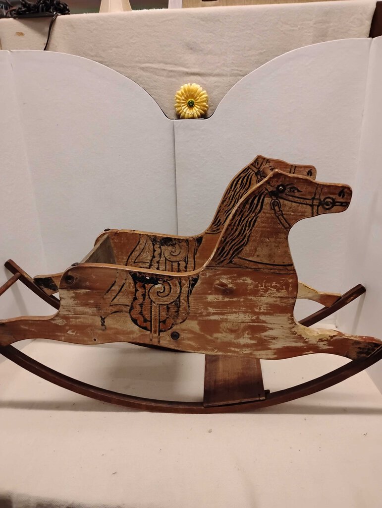 Antique Childrens Wooden Rocking Horse Seat