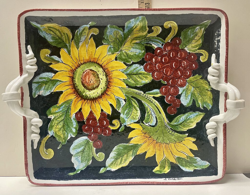 Vintage G. Corsinovi Italian Mojolica Sunflower Serving Platter