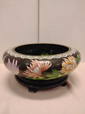 Chinese Floral Cloisonne Bowl 20 Diam by Miss Daisy's Consignment & Auction House
