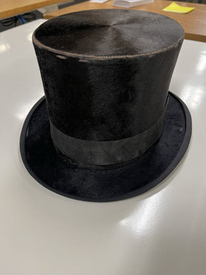 Antique French Beaver Fur Top Hat Jockey Club