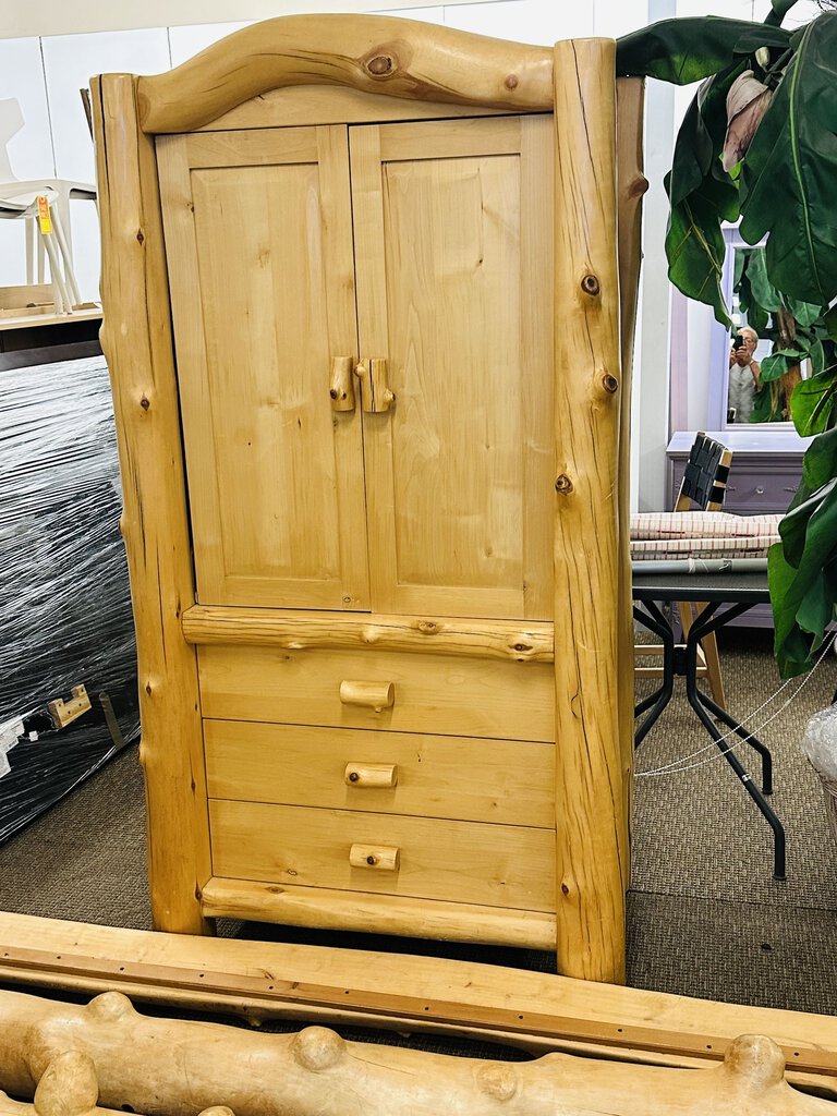 Aspen Log Wood Armoire With Drawers 35x28x74