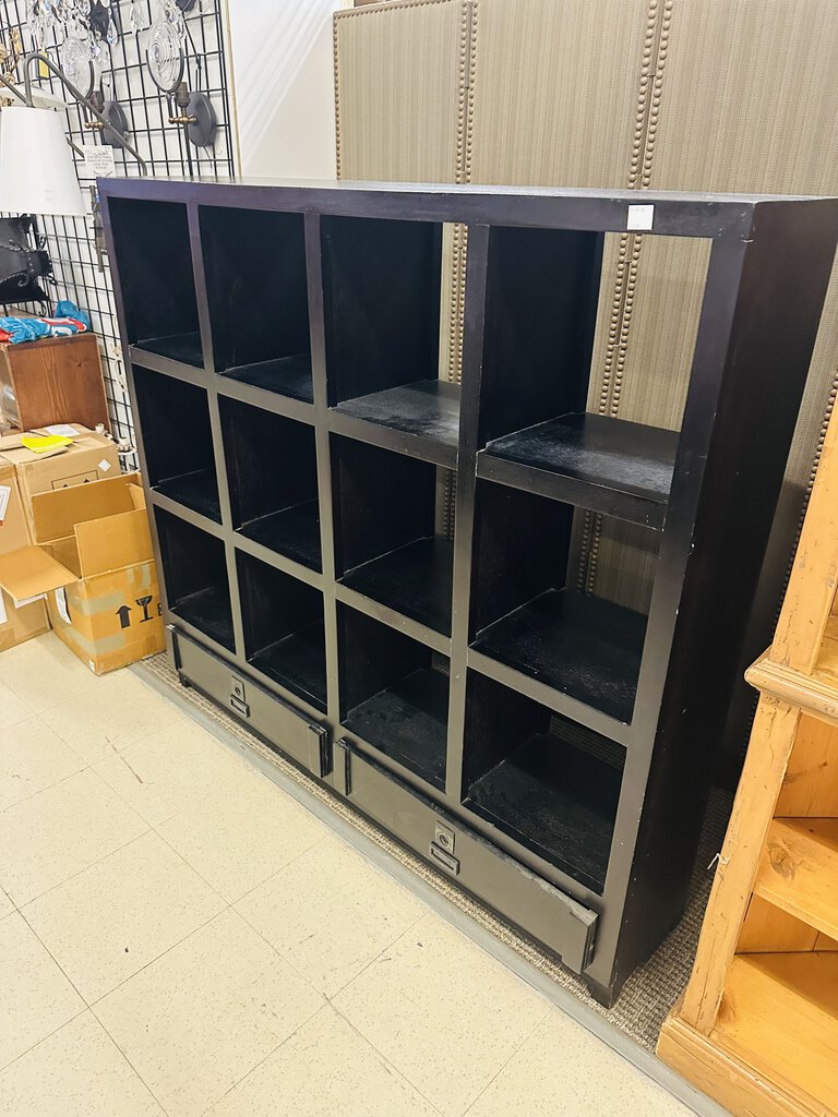 Dark Brown Bookcase With 2 Drawers 57x12x53