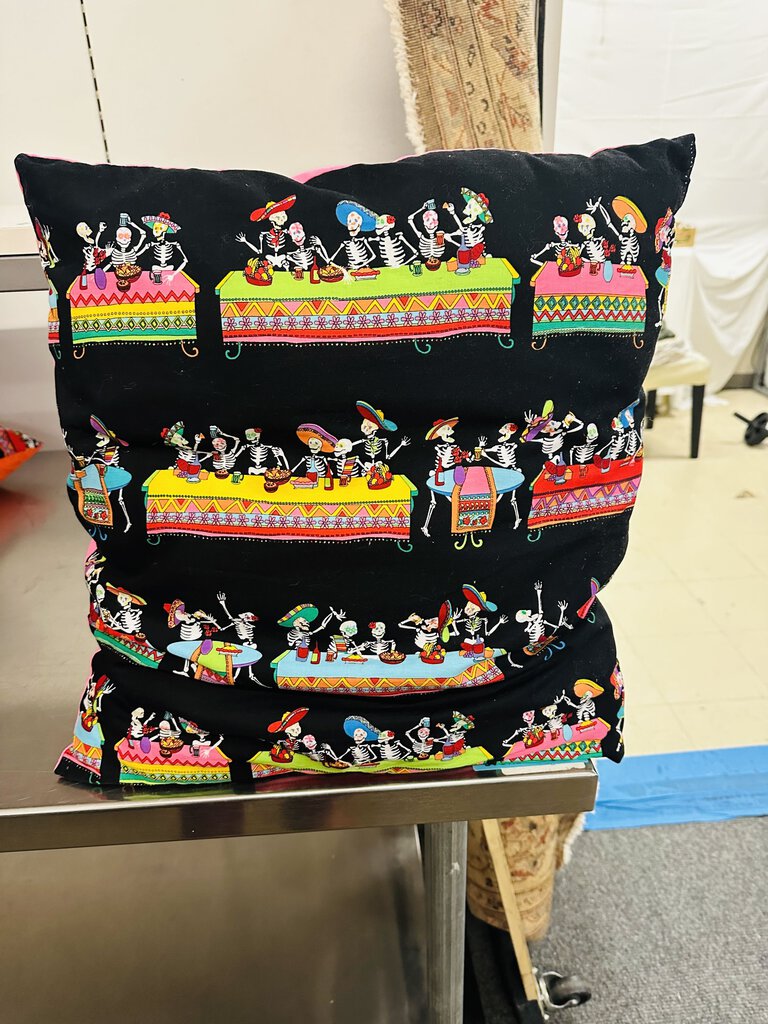 Pillow with Skeleton Cartoon Images