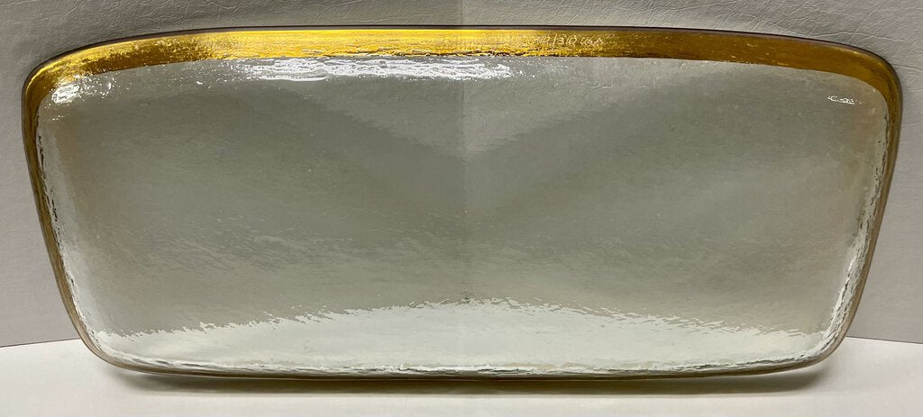 Annie Glass #310/310 Signed Gold Trim Rectangular Dish 20"