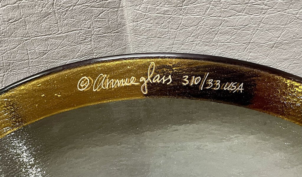 Annie Glass #33/310 Signed Gold Trim Serving Bowl 15"