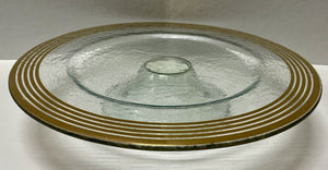 Annie Glass #34/310 Signed Gold Trim Footed Pedestal Dish 13.6"