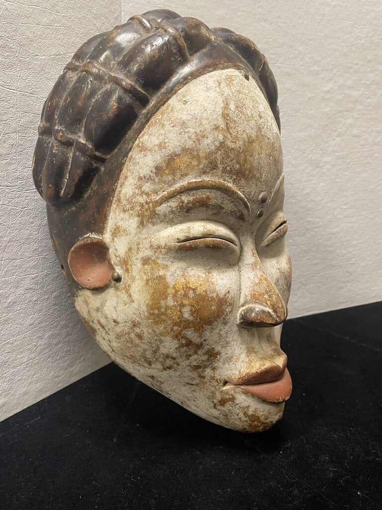 Vintage 50's Gabon Hand Carved and Painted Punu Mukudj Tribal Dance Mask