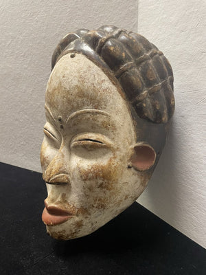 Vintage 50's Gabon Hand Carved and Painted Punu Mukudj Tribal Dance Mask