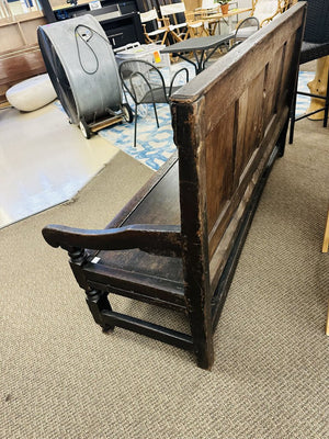 Dark Wood Georgian Hall Bench With Cushions 75" W.