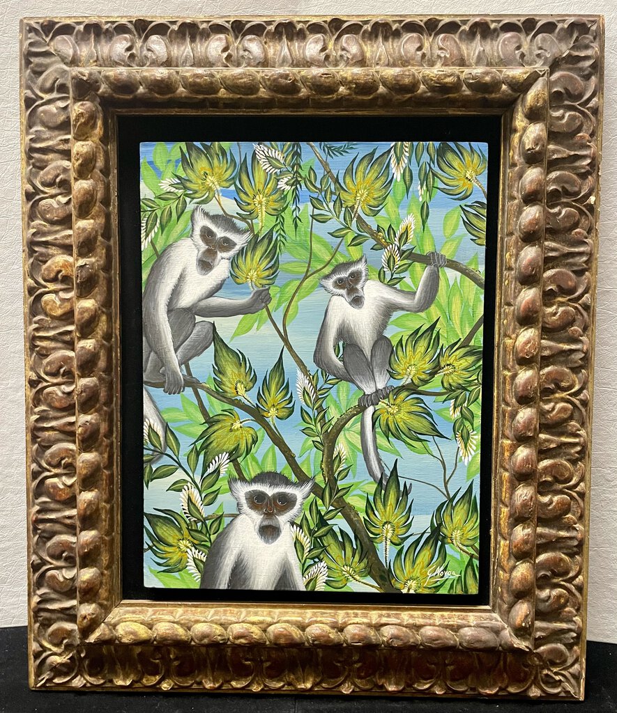 Gustavo Novoa Diana Monkeys Signed Original Oil on Masonite