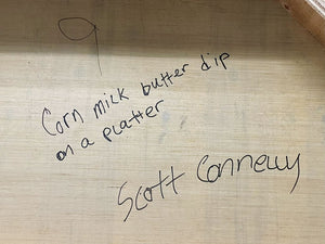 Scott Connelly Corn Milk Butter Dip on a Platter Mix Medium on Plywood