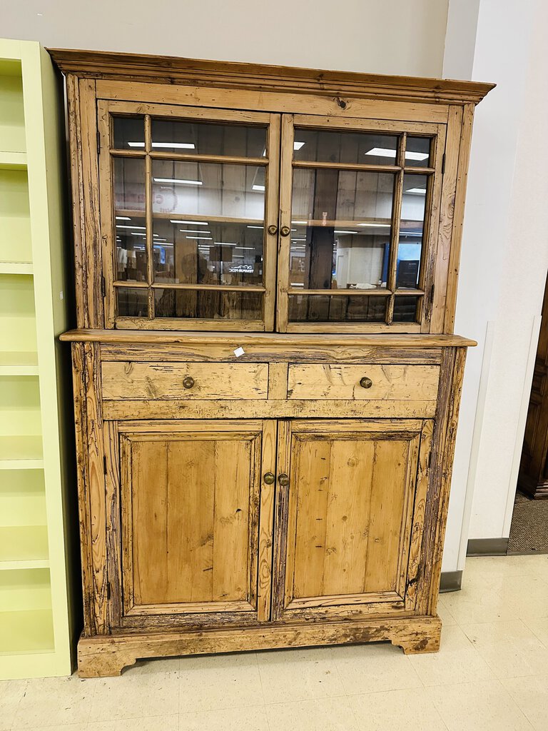 Pine Step Back Cupboard Display Cabinet 57x22x86