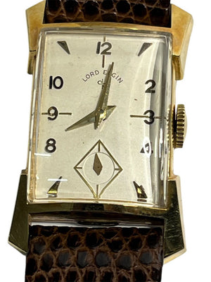 Hamilton Lord Elgin 14K Gold Ladies Watch Lizard Strap