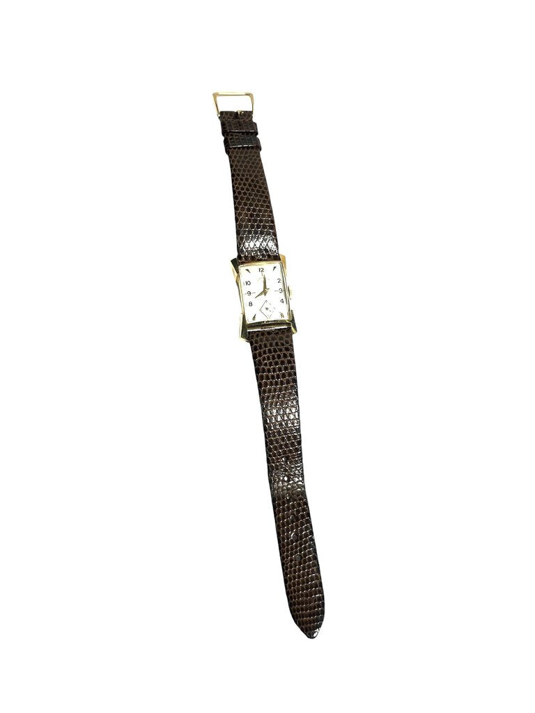 Hamilton Lord Elgin 14K Gold Ladies Watch Lizard Strap