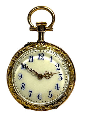 Victorian Era 18K Gold & Enamel Pendant Watch