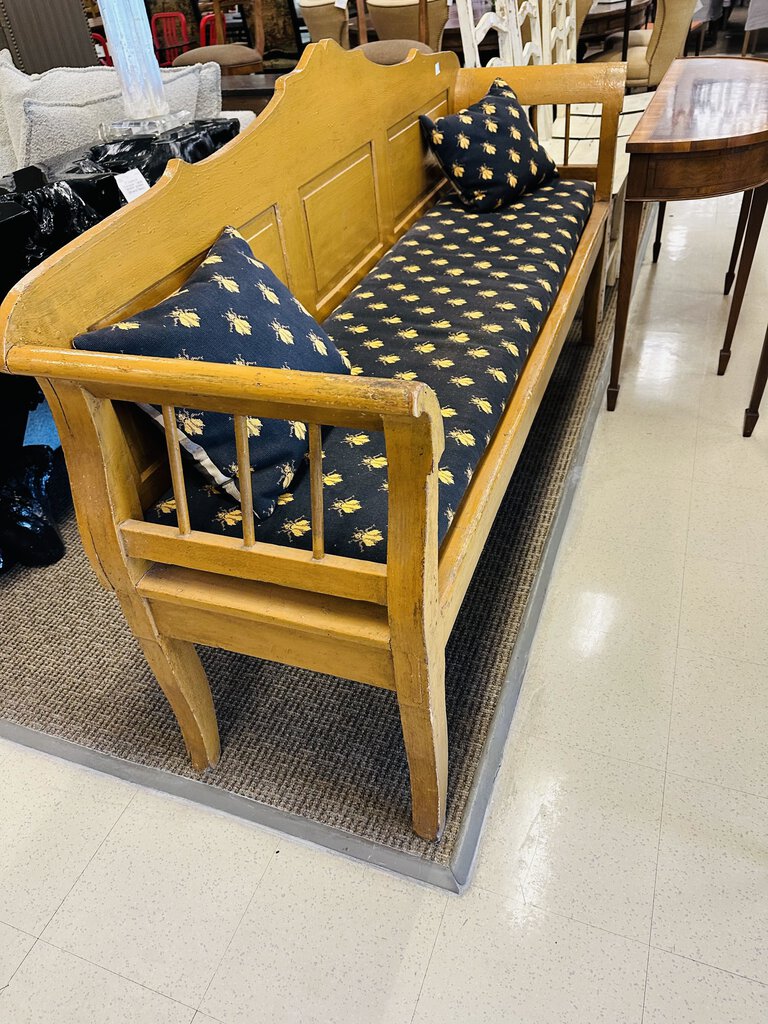 Vintage Pine Bench With Cushions 79x21x42