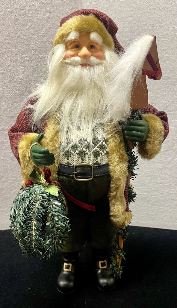 Vintage Santa Clause Holding Pole Horse