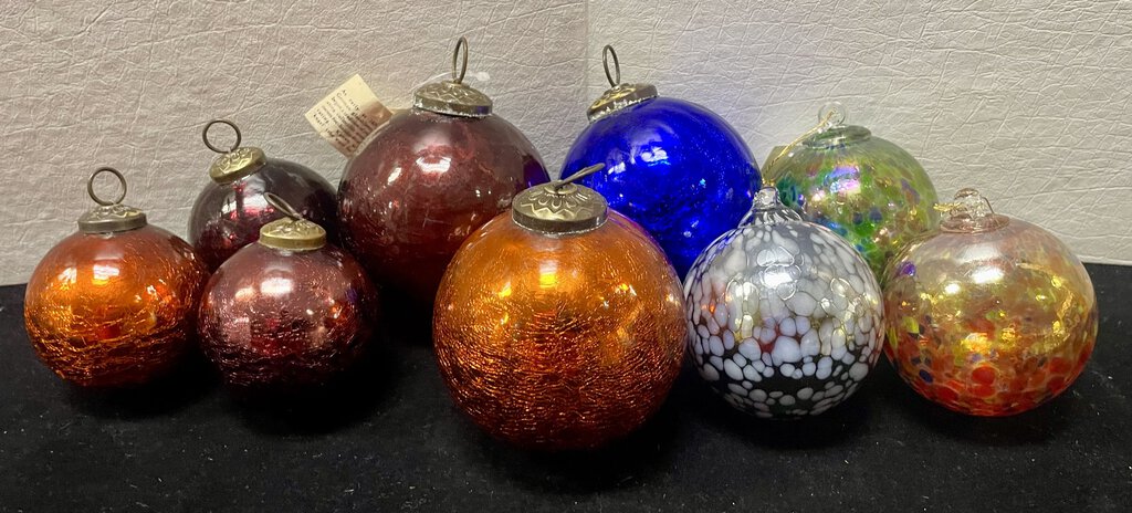 Blown Glass Holiday Ball Assortment 9 Chinese & German