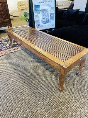 Vintage Indonesian Slatted Bamboo Coffee Table / Bench