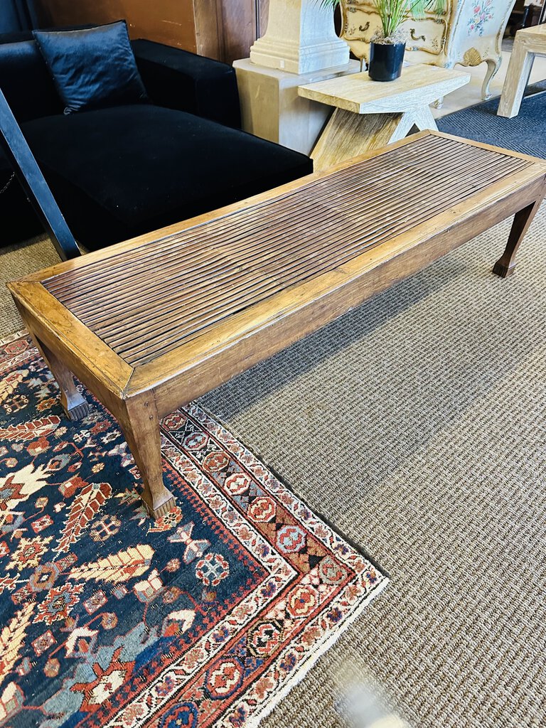 Vintage Indonesian Slatted Bamboo Coffee Table / Bench