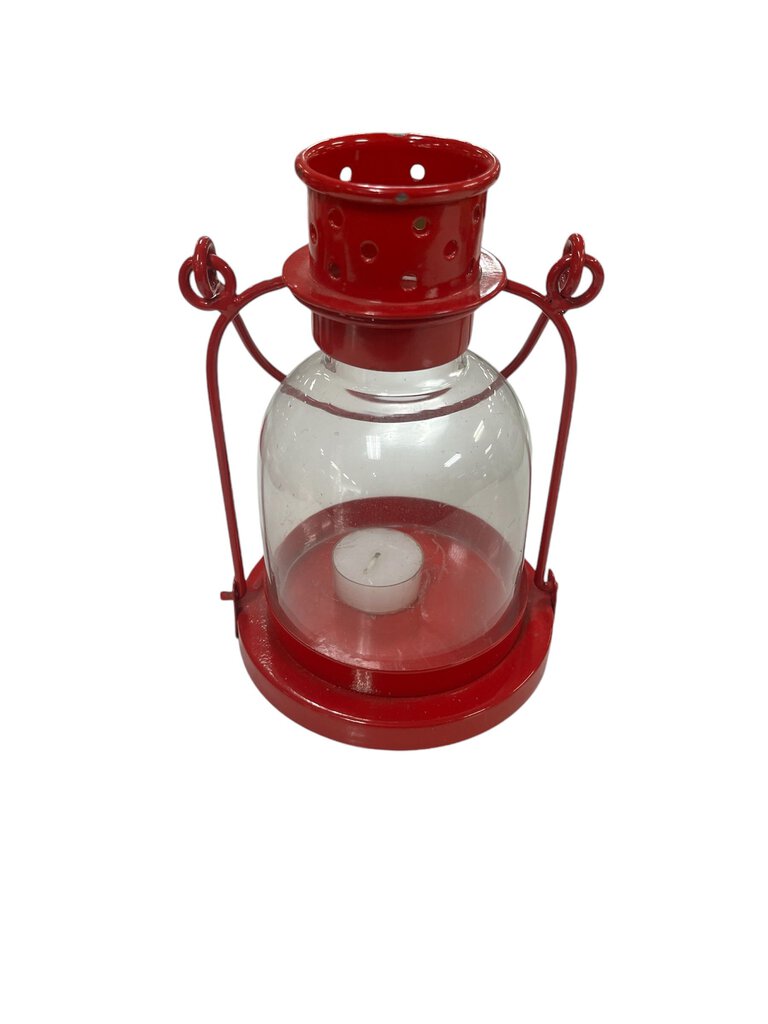 Red Metal Nautical Lantern Candle Holder